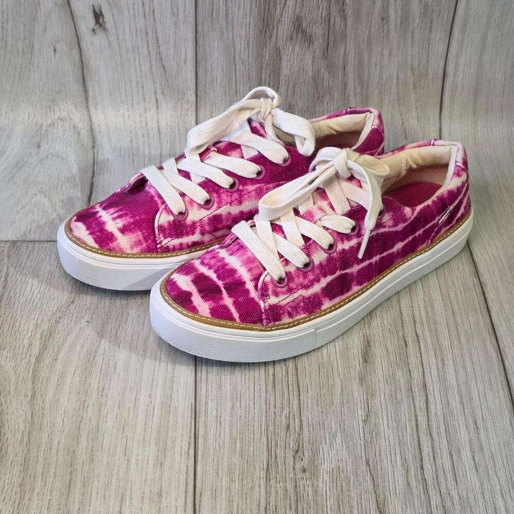 TOMS Women's Alex Fuchsia Rose Batik Canvas Tie-Dye Sneakers size 7.5